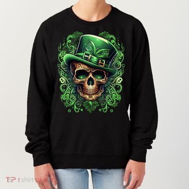 St Patricks Day Irish Skull Leprechaun Sugar Skull Women's Sweatshirt