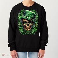 St Patricks Day Irish Skull Leprechaun Sugar Skull Women's Sweatshirt thumb 0