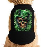 St Patricks Day Irish Skull Leprechaun Sugar Skull Doggie Tank thumb 0