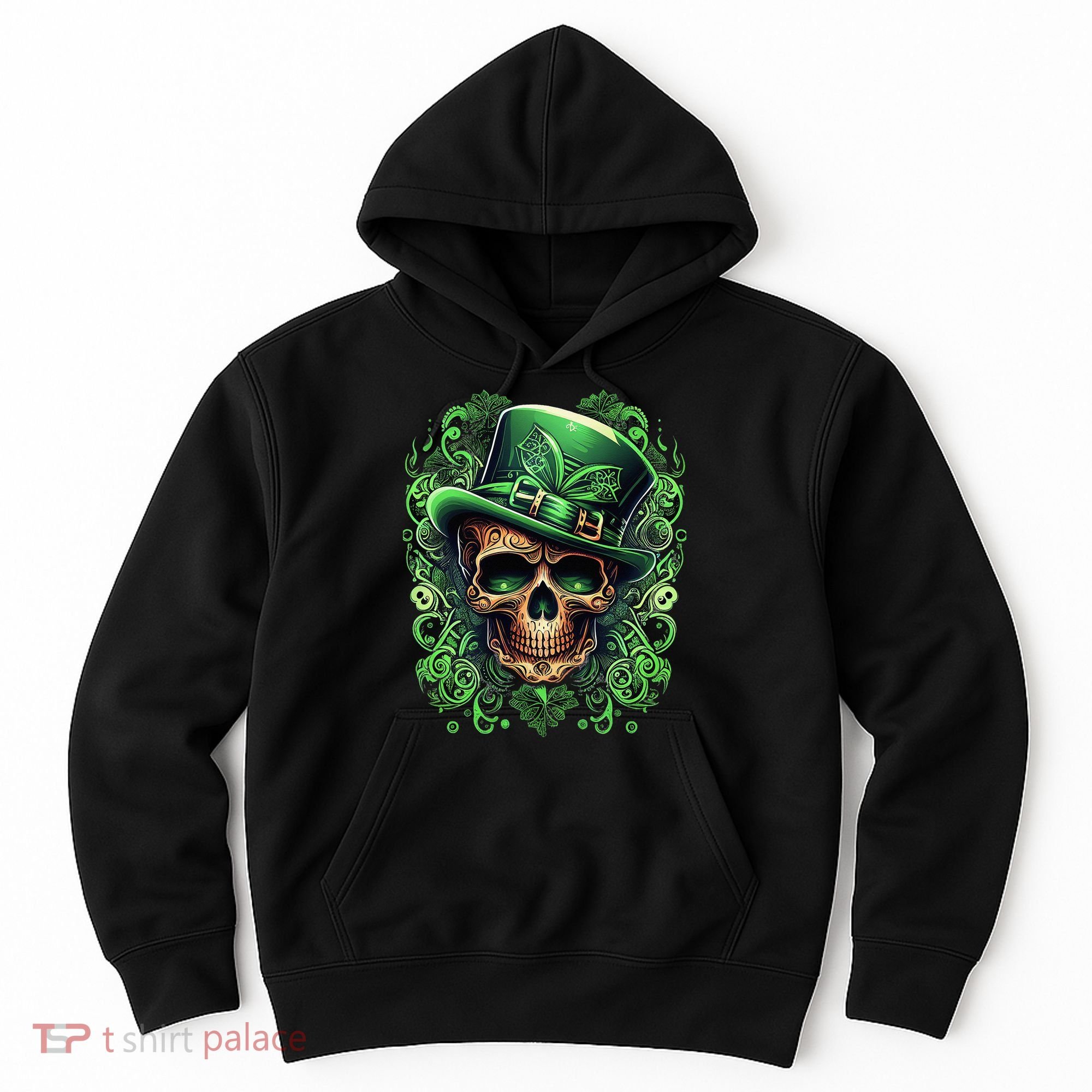 St Patricks Day Irish Skull Leprechaun Sugar Skull Hoodie