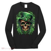 St Patricks Day Irish Skull Leprechaun Sugar Skull Long Sleeve Shirt thumb 0