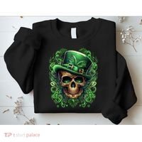 St Patricks Day Irish Skull Leprechaun Sugar Skull Sweatshirt thumb 2