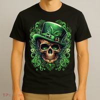 St Patricks Day Irish Skull Leprechaun Sugar Skull T-Shirt thumb 3