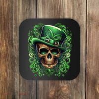 St Patricks Day Irish Skull Leprechaun Sugar Skull Coaster thumb 0