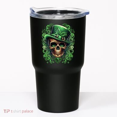 St Patricks Day Irish Skull Leprechaun Sugar Skull Tumbler