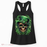 St Patricks Day Irish Skull Leprechaun Sugar Skull Women's Tank Top thumb 0