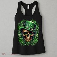 St Patricks Day Irish Skull Leprechaun Sugar Skull Women's Tank Top thumb 3