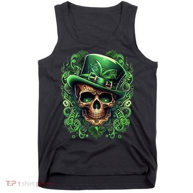 St Patricks Day Irish Skull Leprechaun Sugar Skull Tank Top