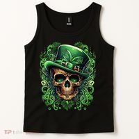 St Patricks Day Irish Skull Leprechaun Sugar Skull Tank Top thumb 2