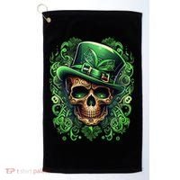 St Patricks Day Irish Skull Leprechaun Sugar Skull Golf Towel thumb 0