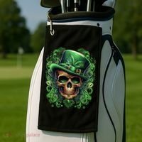St Patricks Day Irish Skull Leprechaun Sugar Skull Golf Towel thumb 2