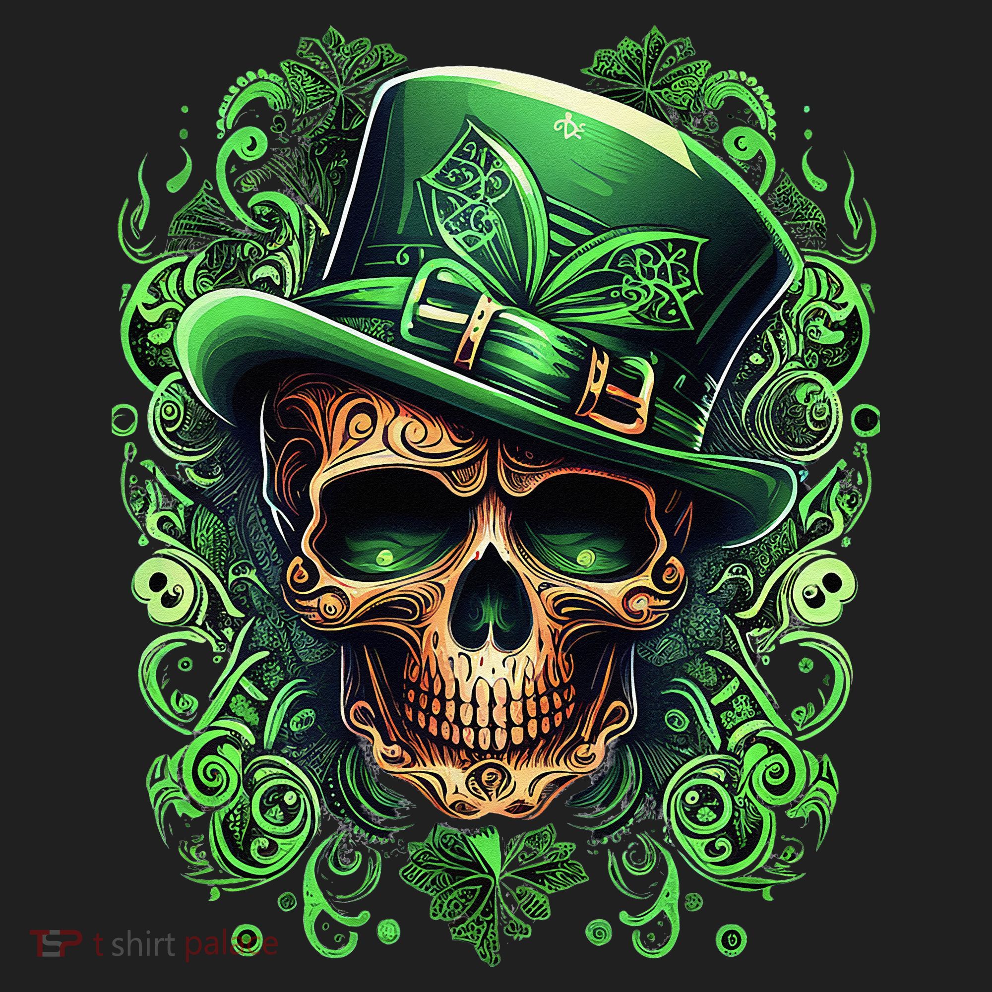 St Patricks Day Irish Skull Leprechaun Sugar Skull Golf Towel