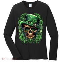St Patricks Day Irish Skull Leprechaun Sugar Skull Women's Long Sleeve Shirt thumb 0