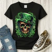 St Patricks Day Irish Skull Leprechaun Sugar Skull Women's T-Shirt thumb 3