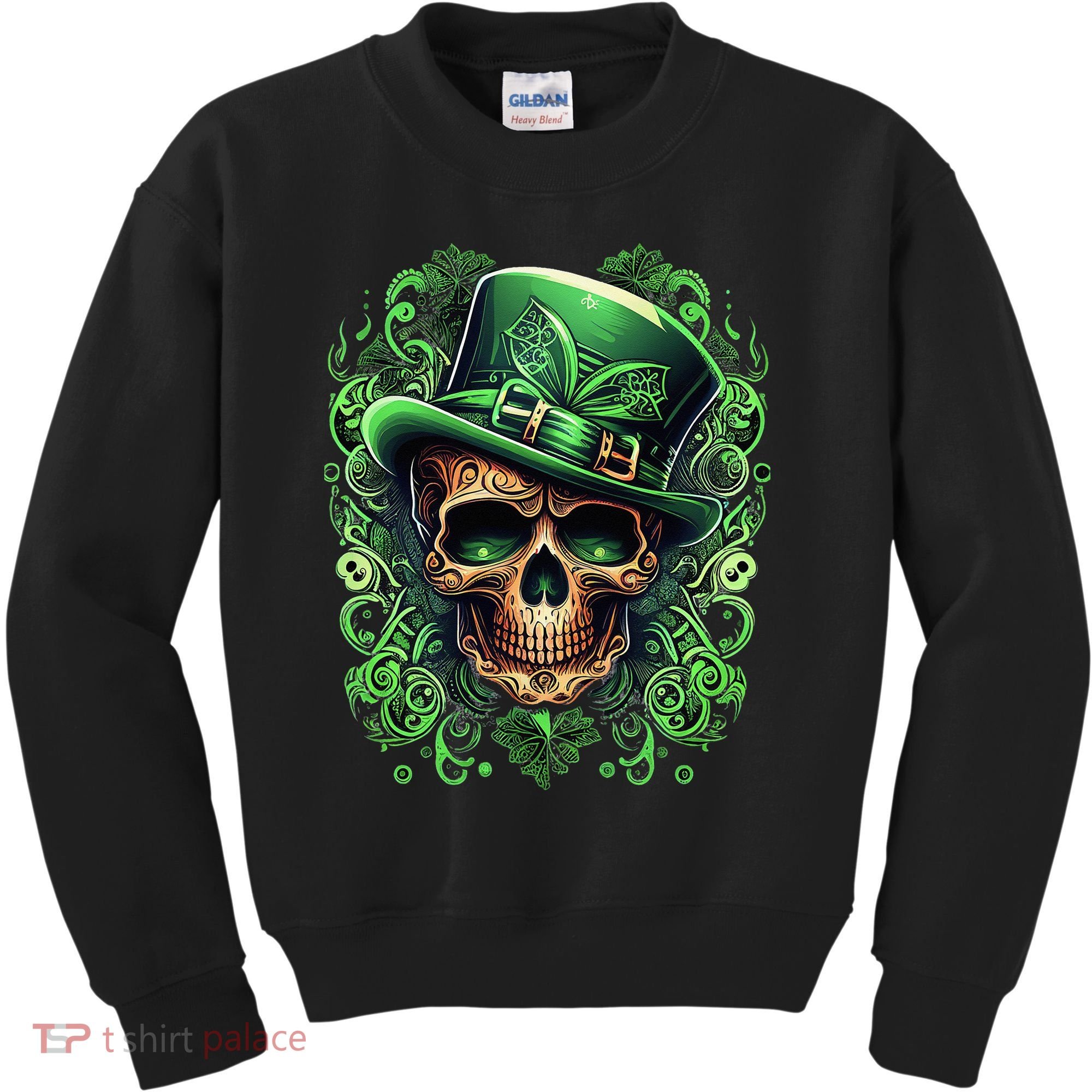 St Patricks Day Irish Skull Leprechaun Sugar Skull Kids Sweatshirt