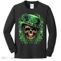 St Patricks Day Irish Skull Leprechaun Sugar Skull Kids Long Sleeve Shirt thumb 0
