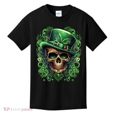 St Patricks Day Irish Skull Leprechaun Sugar Skull Kids T-Shirt
