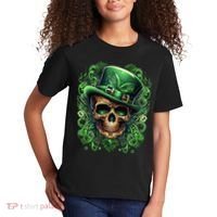 St Patricks Day Irish Skull Leprechaun Sugar Skull Kids T-Shirt thumb 2