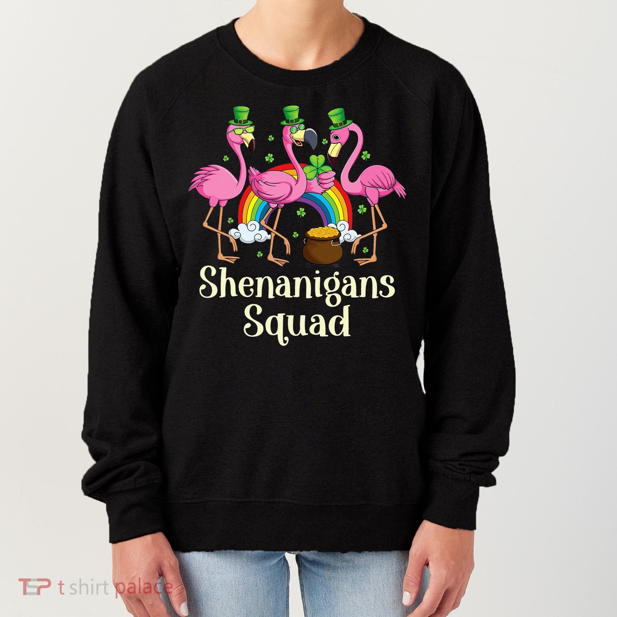 St Patrick's Day Shenanigan Squad Leprechaun Irish Flamingo Women's Sweatshirt