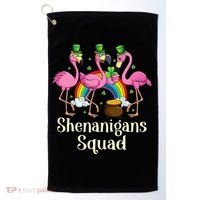 St Patrick's Day Shenanigan Squad Leprechaun Irish Flamingo Golf Towel thumb 0