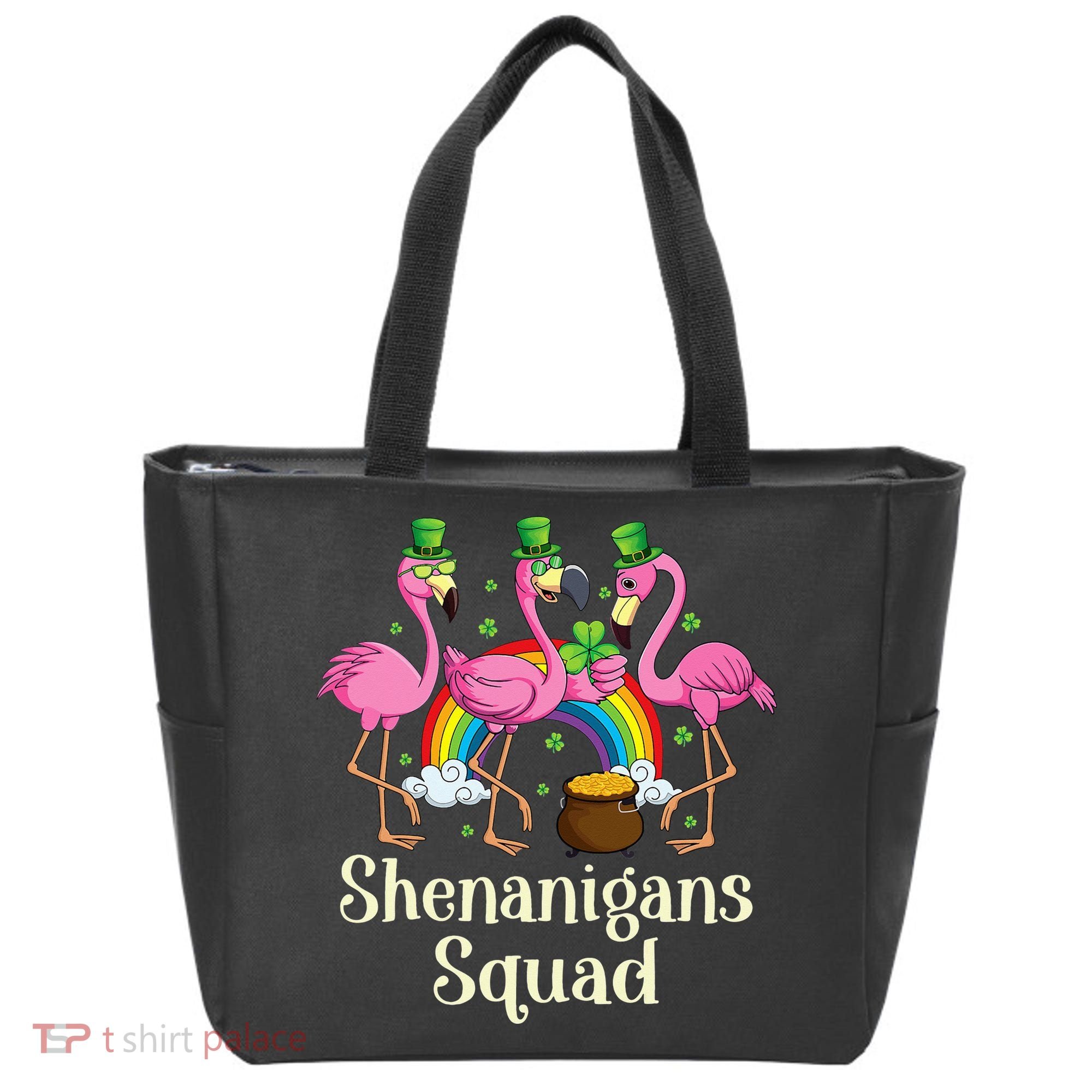 St Patrick's Day Shenanigan Squad Leprechaun Irish Flamingo Tote Bag