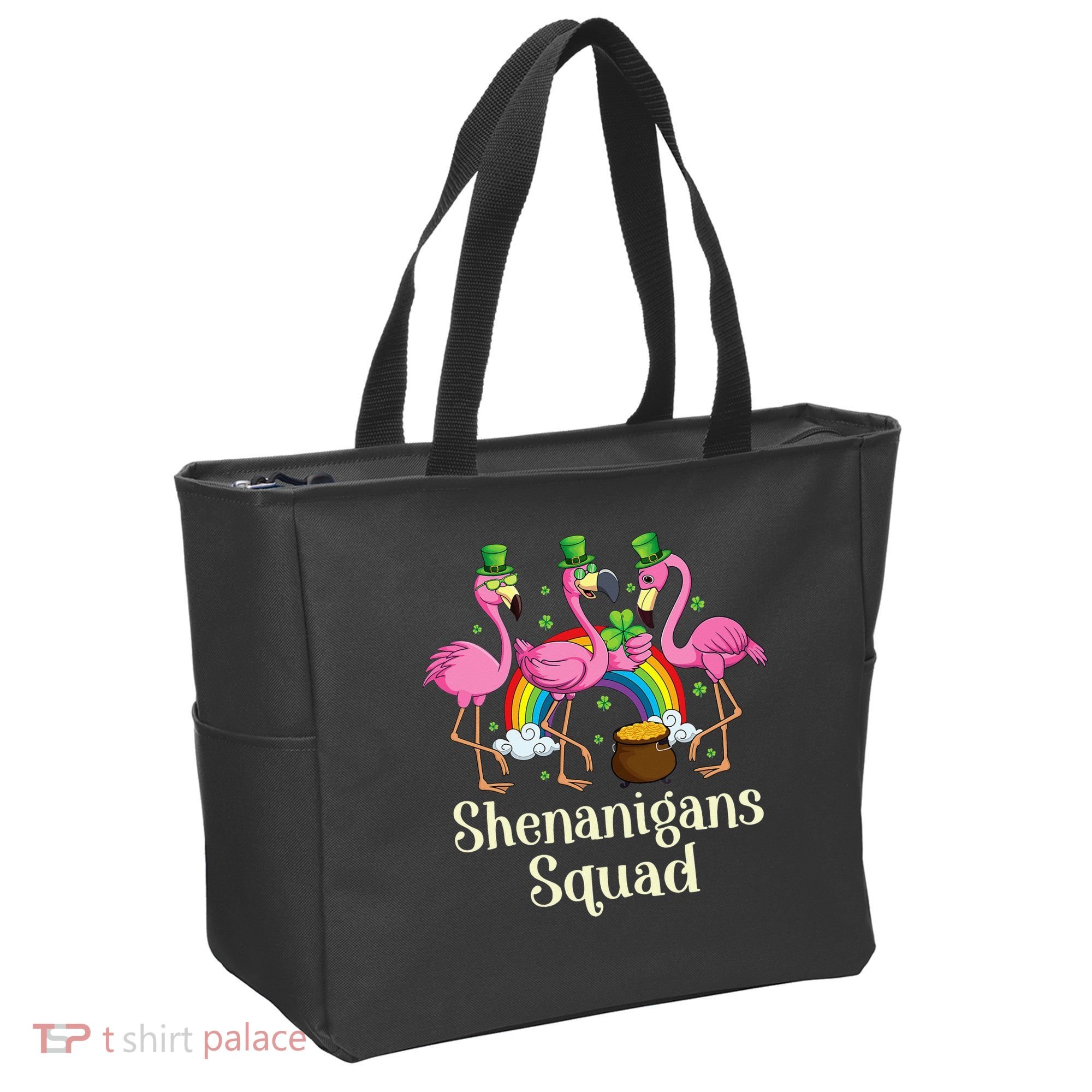 St Patrick's Day Shenanigan Squad Leprechaun Irish Flamingo Tote Bag