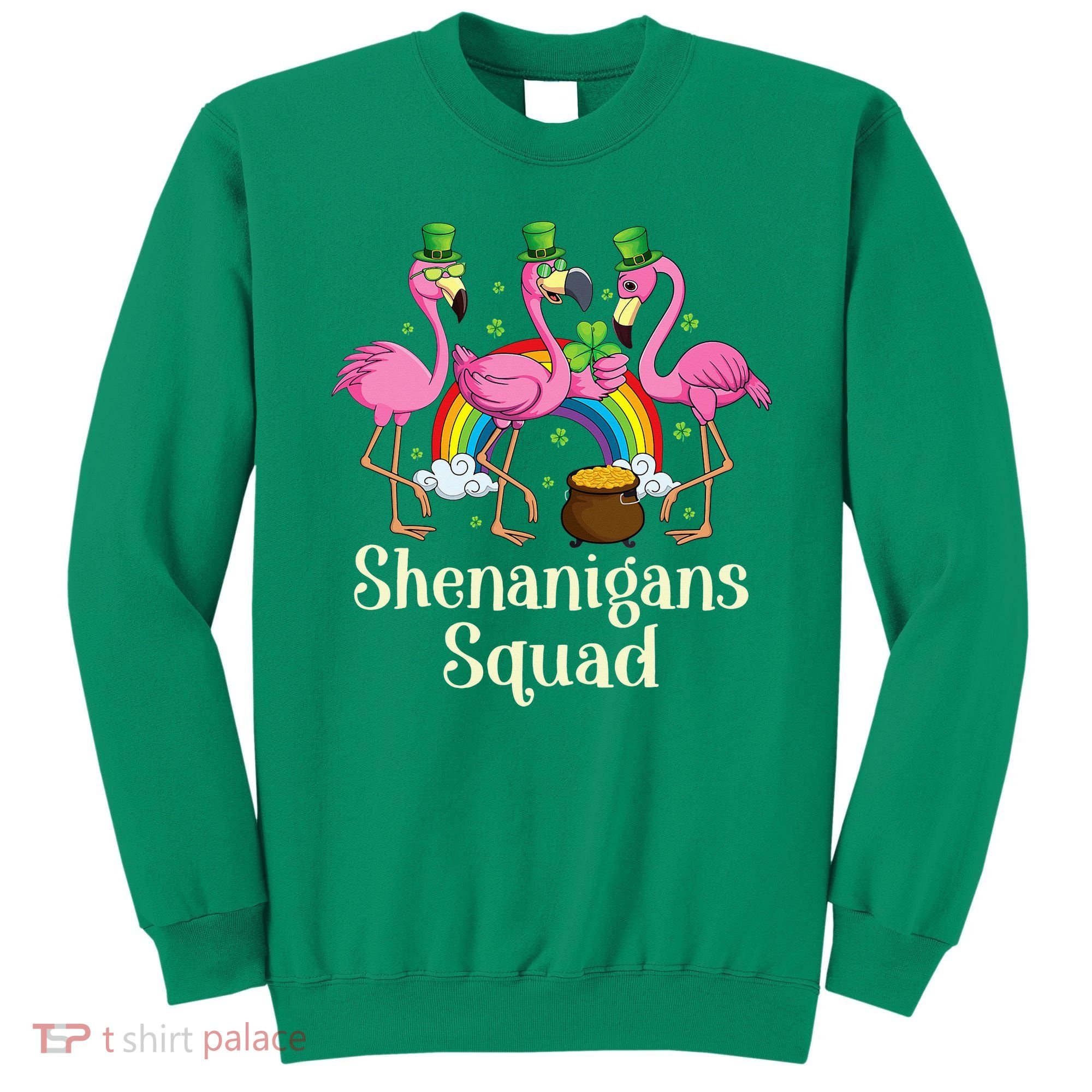 St Patrick's Day Shenanigan Squad Leprechaun Irish Flamingo Sweatshirt