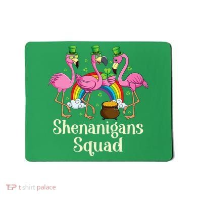 St Patrick's Day Shenanigan Squad Leprechaun Irish Flamingo Mousepad