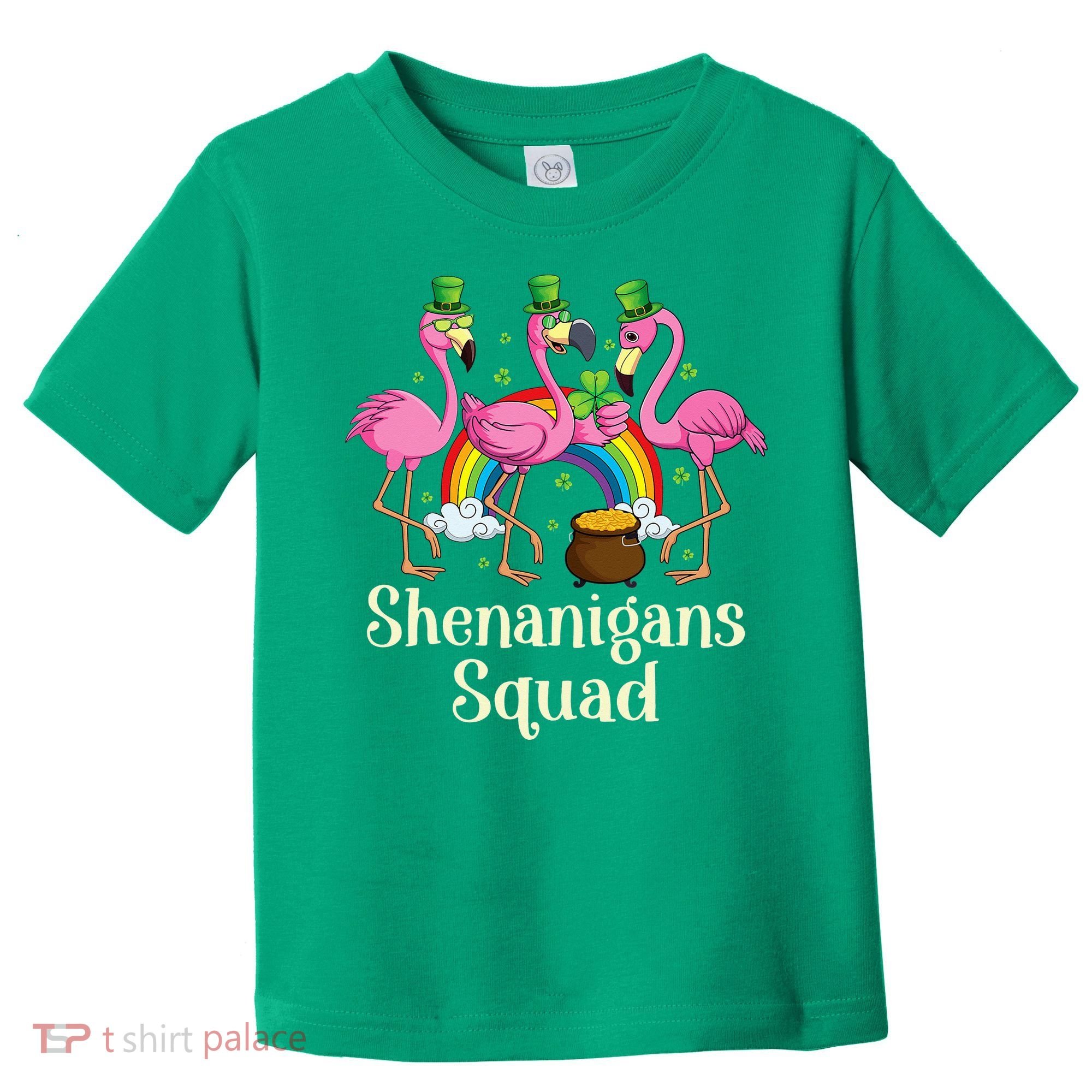 St Patrick's Day Shenanigan Squad Leprechaun Irish Flamingo Toddler T-Shirt