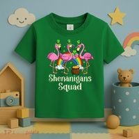 St Patrick's Day Shenanigan Squad Leprechaun Irish Flamingo Toddler T-Shirt thumb 3