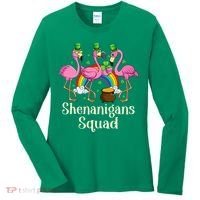 St Patrick's Day Shenanigan Squad Leprechaun Irish Flamingo Women's Long Sleeve Shirt thumb 0