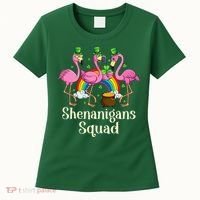 St Patrick's Day Shenanigan Squad Leprechaun Irish Flamingo Women's T-Shirt thumb 0