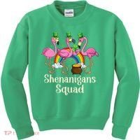 St Patrick's Day Shenanigan Squad Leprechaun Irish Flamingo Kids Sweatshirt thumb 0