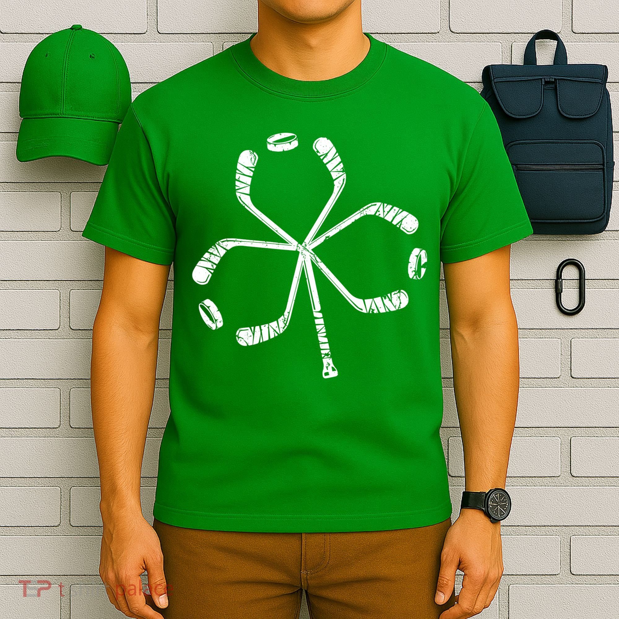 St Patricks Day Hockey Shamrock Vintage Stick Saint Paddy's T-Shirt