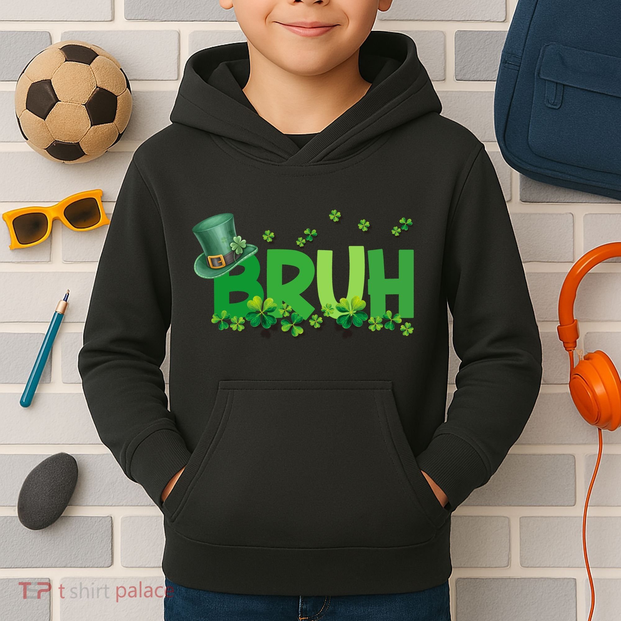 Saint Patricks Day Bruh St Pattys Day Kids Hoodie