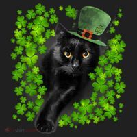 St Patrick Day Black Cat 3 Leaf Clover Kitten Lover Irish Women's Sweatshirt thumb 2