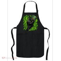 St Patrick Day Black Cat 3 Leaf Clover Kitten Lover Irish Apron thumb 0