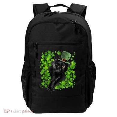 St Patrick Day Black Cat 3 Leaf Clover Kitten Lover Irish Backpack