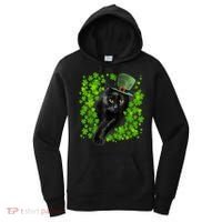 St Patrick Day Black Cat 3 Leaf Clover Kitten Lover Irish Women's Hoodie thumb 0