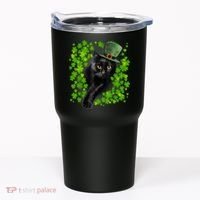 St Patrick Day Black Cat 3 Leaf Clover Kitten Lover Irish Tumbler thumb 0