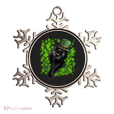 St Patrick Day Black Cat 3 Leaf Clover Kitten Lover Irish Ornament