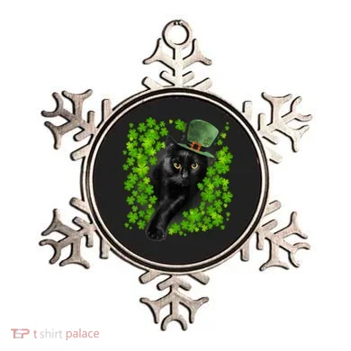 St Patrick Day Black Cat 3 Leaf Clover Kitten Lover Irish Ornament