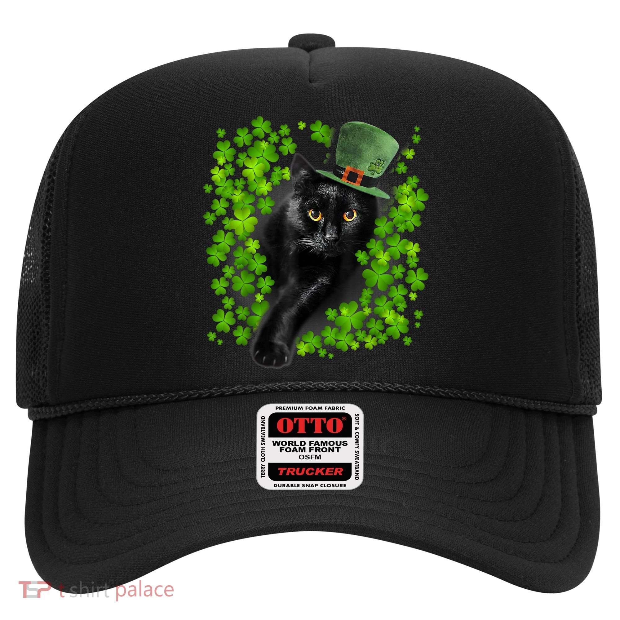 St Patrick Day Black Cat 3 Leaf Clover Kitten Lover Irish Hat
