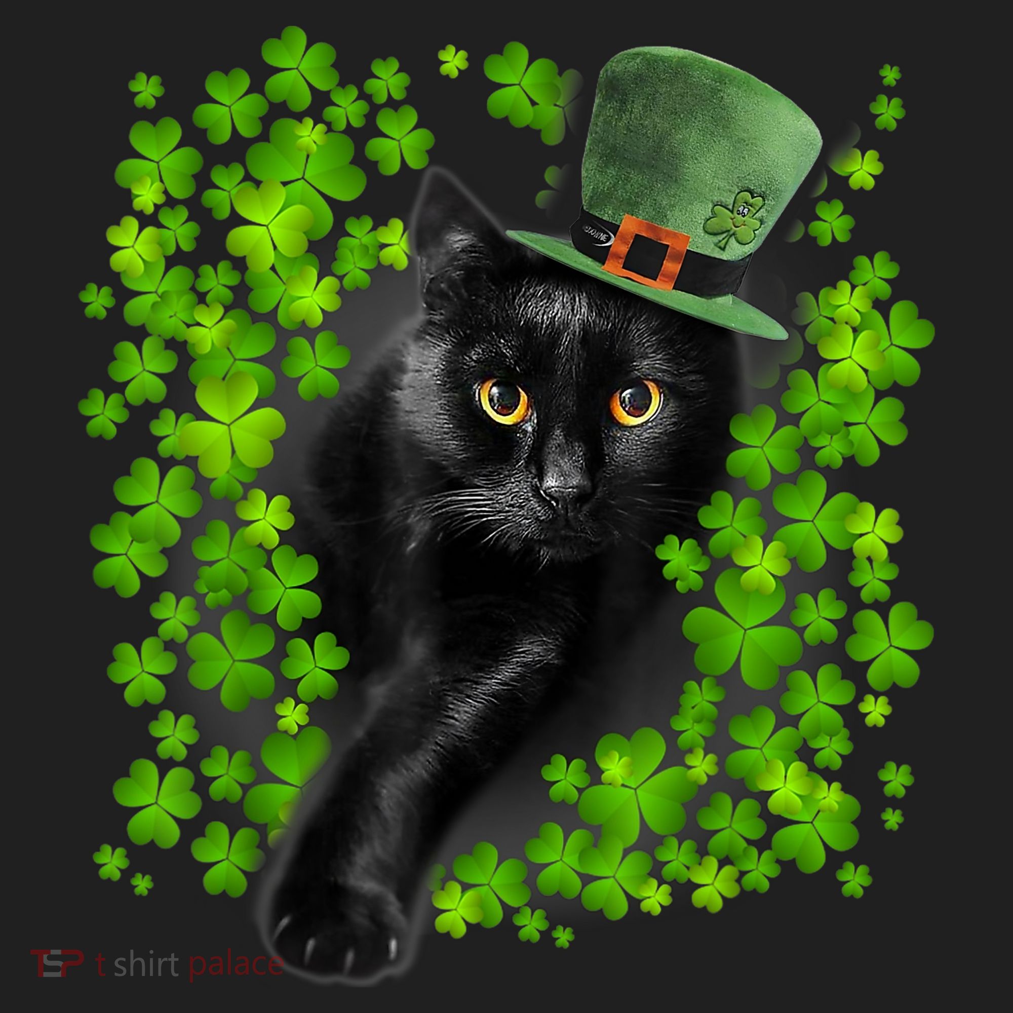 St Patrick Day Black Cat 3 Leaf Clover Kitten Lover Irish Golf Towel