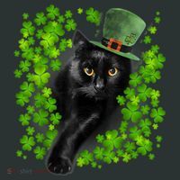 St Patrick Day Black Cat 3 Leaf Clover Kitten Lover Irish Coaster thumb 2