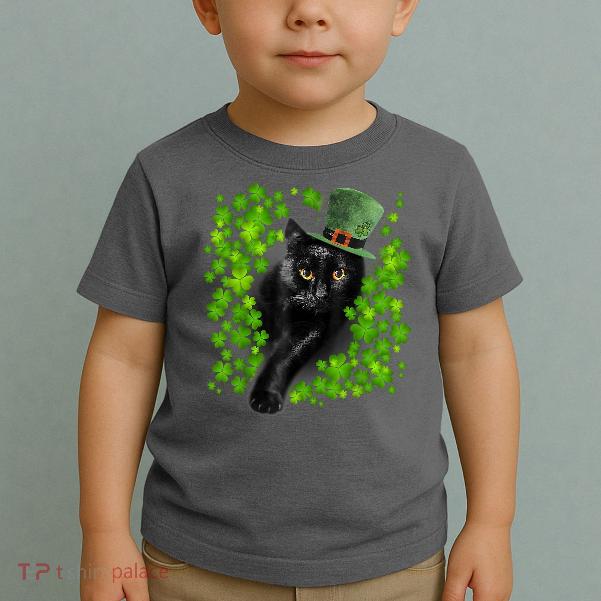 St Patrick Day Black Cat 3 Leaf Clover Kitten Lover Irish Toddler T-Shirt