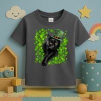 St Patrick Day Black Cat 3 Leaf Clover Kitten Lover Irish Toddler T-Shirt thumb 3
