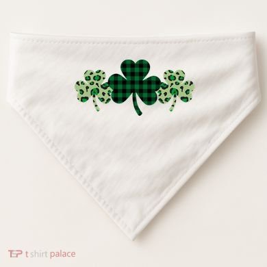St Patricks Day Shamrock Pattern USA-Made Doggie Bandana