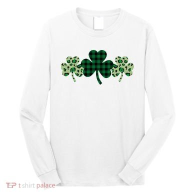 St Patricks Day Shamrock Pattern Long Sleeve Shirt