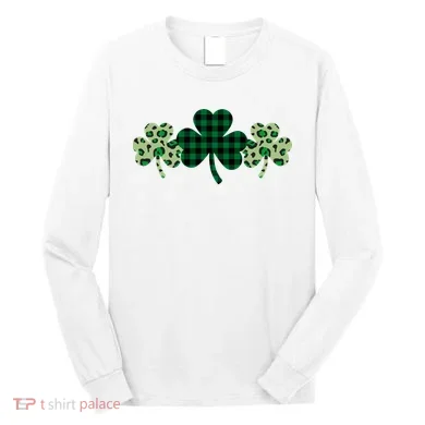 St Patricks Day Shamrock Pattern Long Sleeve Shirt